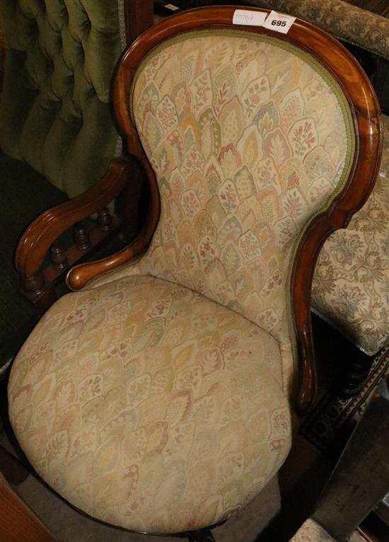 Victorian walnut nursing chair